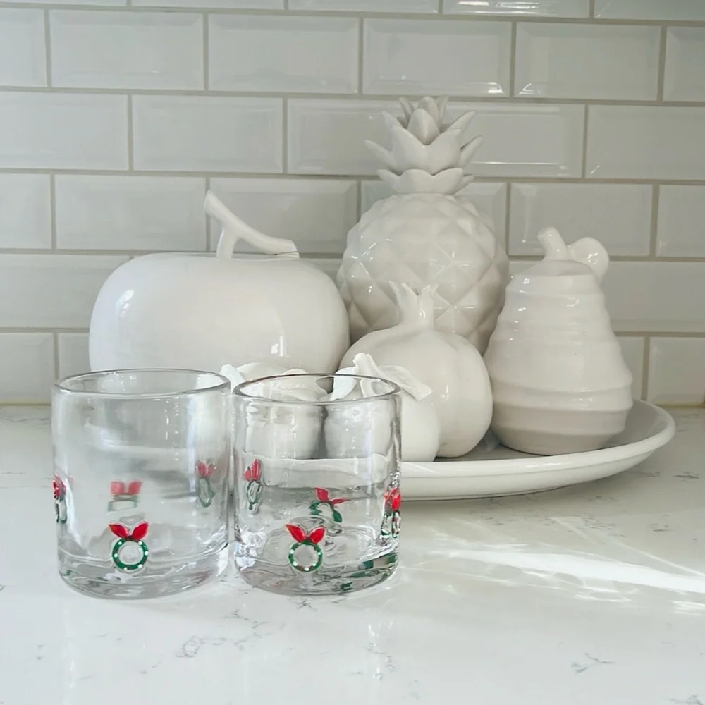 Crate&Barrel Wreath Icon Double Old-Fashioned Glasses